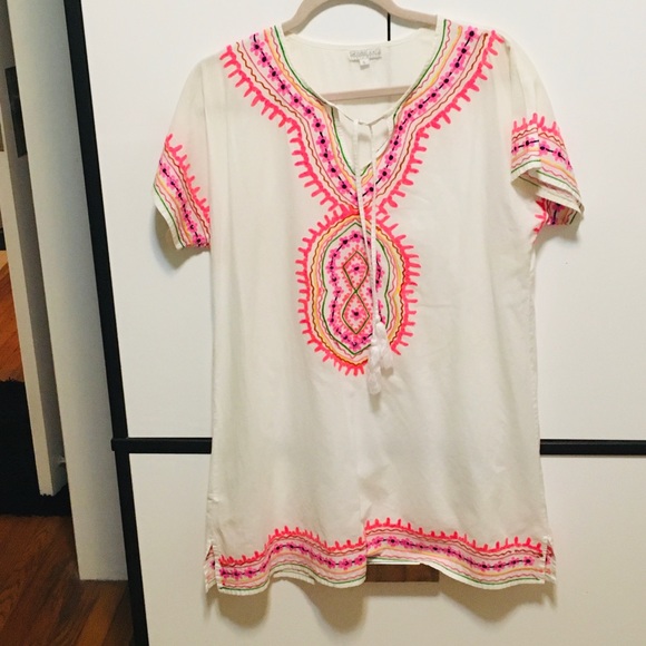 “Debbie Katz” Boho Embroidered Barely Worn Bathing Suit Cover or Long Shirt - Picture 2 of 16